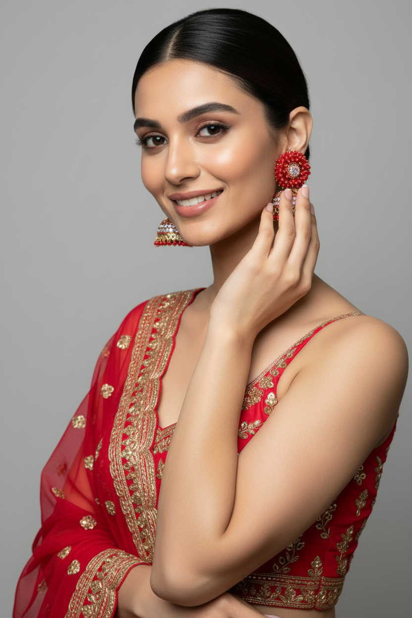 Gold-Plated Jhumka Earrings | Traditional Indian Artificial Jewellery