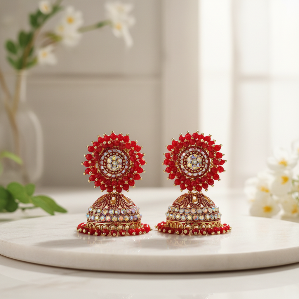 Gold-Plated Jhumka Earrings | Traditional Indian Artificial Jewellery
