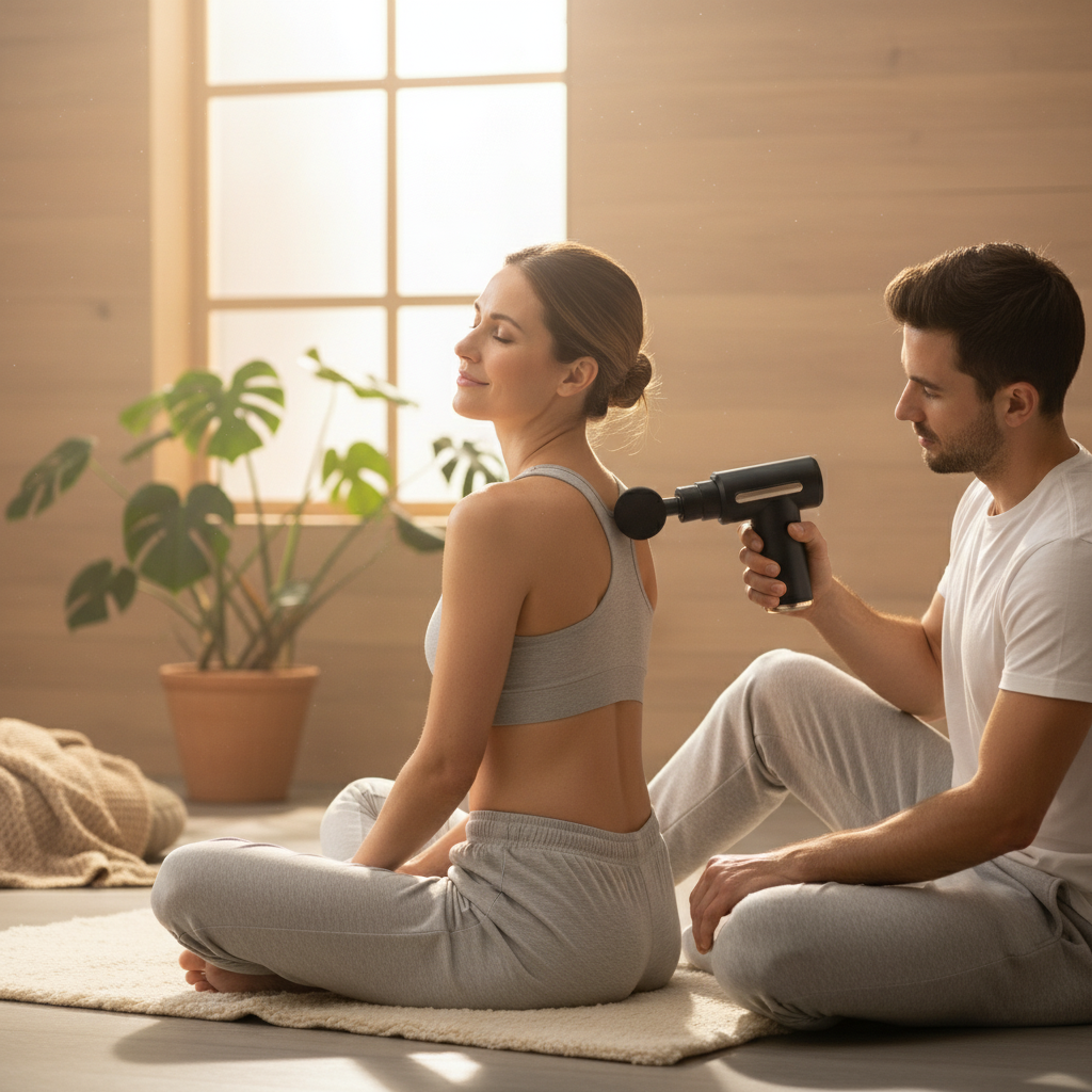 Massage Gun on Back Muscles